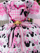 Vestido Junino Tematico Luxo Minnie/Minei Rosa