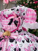 Vestido Junino Tematico Luxo Minnie/Minei Rosa