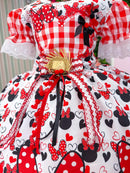 Vestido Junino Tematico Luxo Minnie/Minei Vermelho
