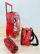 Kit Mochila de Rodinhas Escolar da Minnie X Tam.16 + Lancheira + Estojo Duplo