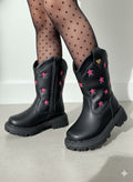Bota Nilqi Manu Preta Estrela Pink Modelo 2