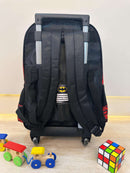 Mochila Infantil Com Rodinhas Batman Preta e Vermelha