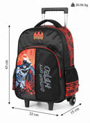 Kit Mochila Infantil Com Rodinhas  + Lancheira Térmica e Estojo Triplo do Batman Preta e Vermelha