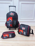 Kit Mochila Infantil Com Rodinhas  + Lancheira Térmica e Estojo Triplo do Batman Preta e Vermelha