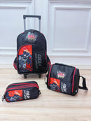 Kit Mochila Infantil Com Rodinhas  + Lancheira Térmica e Estojo Triplo do Batman Preta e Vermelha