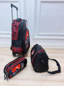 Kit Mochila Infantil Com Rodinhas  + Lancheira Térmica e Estojo Triplo do Batman Preta e Vermelha