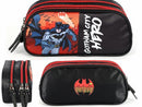 Kit Mochila Infantil Com Rodinhas  + Lancheira Térmica e Estojo Triplo do Batman Preta e Vermelha