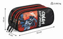Kit Mochila Infantil Com Rodinhas  + Lancheira Térmica e Estojo Triplo do Batman Preta e Vermelha