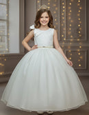 Vestido Infantil Longo Marfim Busto Renda Festas Damas Luxo