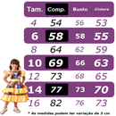 Vestido Infantil Junino Arraiá Azul e Vermelho Flores Coloridas