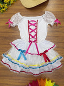 Vestido Infantil Lilás Jardim Encantado c/Apliques Festas