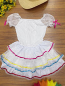 Vestido Infantil Lilás Jardim Encantado c/Apliques Festas