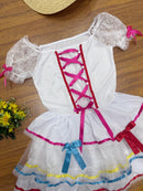 Vestido Infantil Lilás Jardim Encantado c/Apliques Festas