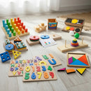 Kit de 10 Brinquedos Educativos de Madeira e EVA