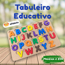 Tabuleiro Alfabeto com Base e 26 Letras de Madeira e EVA