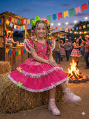 Vestido Junino Banana Club Quermesse do Balance Pink