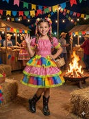 Vestido Junino Banana Club Luxo Quermesse do Sertão Pink