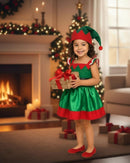 FANTASIA DE DUENDE INFANTIL FANTASIA DE NATAL MENINA INFANTIL