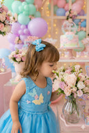 Vestido Princesa Belli Anabel Jardim Encantado Azul Turquesa