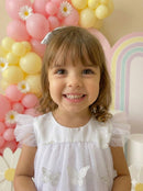 Vestido Vila Lele Jardim das Borboletas Baby Liz Branco