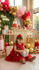 Vestido Vila Lele Jardim das Borboletas Baby Liz Vermelho
