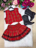 Conjunto Junino Miss Cherry Melissa Xadrez