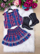 Conjunto Junino Miss Cherry Melissa Xadrez