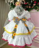 Vestido Junino Banana Club Luxo Noivinha + Saiote