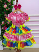 Vestido Junino Banana Club Luxo Quermesse do Sertão + Saiote