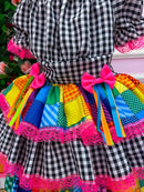Vestido Junino Banana Club Luxo Quermesse do Sertão + Saiote