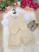 Conjunto Social Miss Cherry Leandro Colete Palha - Bege