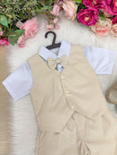 Conjunto Social Miss Cherry Leandro Colete Palha - Bege
