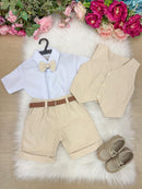Conjunto Social Miss Cherry Leandro Colete Palha - Bege