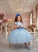 Vestido Juvenil Vila Lele Luiza Azul Bebe