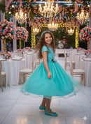Vestido Juvenil Vila Lele Luiza Verde Tiffany