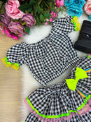 Conjunto Junino Banana Club Luxo Sofia Xadrez
