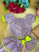 Conjunto Junino Banana Club Luxo Sofia Xadrez