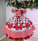 Vestido Junino Tematico Luxo Minnie + Saiote