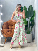 Vestido Midi em Viscose Frente Única Estampa 3D Marcela Ref. 1878