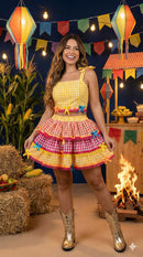 Conjunto Junino Banana Club Luxo Sofia Mãe e Filha