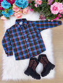 Camisa Junina Xadrez Breno Azul