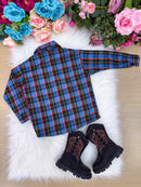 Camisa Junina Xadrez Breno Azul