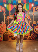 Conjunto Junino Banana Club Luxo Manu Rosa Neon