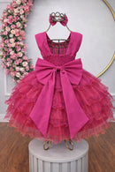 Vestido Infantil Pink Saia C/ Babados e Glitter Festas