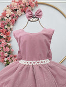 Vestido Infantil Rose Saia C/ Babados e Glitter Daminha