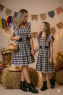 Vestido Banana Club Aline Xadrez Mãe e Filha