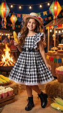 Vestido Banana Club Aline Xadrez Preto