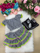 Conjunto Junino Banana Club Luxo Gabriela Xadrez Preto