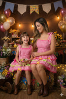 Vestido Banana Club Luxo Arraia do Chamego Mãe e Filha
