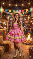 Vestido Banana Club Luxo Arraia do Chamego Mãe e Filha